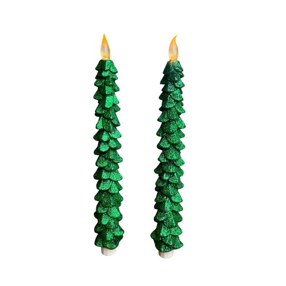 Pier 1 Flameless LED Tapers Christmas Tree Decorative Lights 10.5 Inch Set of 2 - Picture 1 of 10